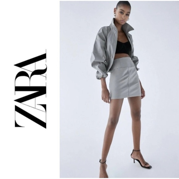 Zara Gray Mini Skirt. New. Size Large. - Picture 2 of 9